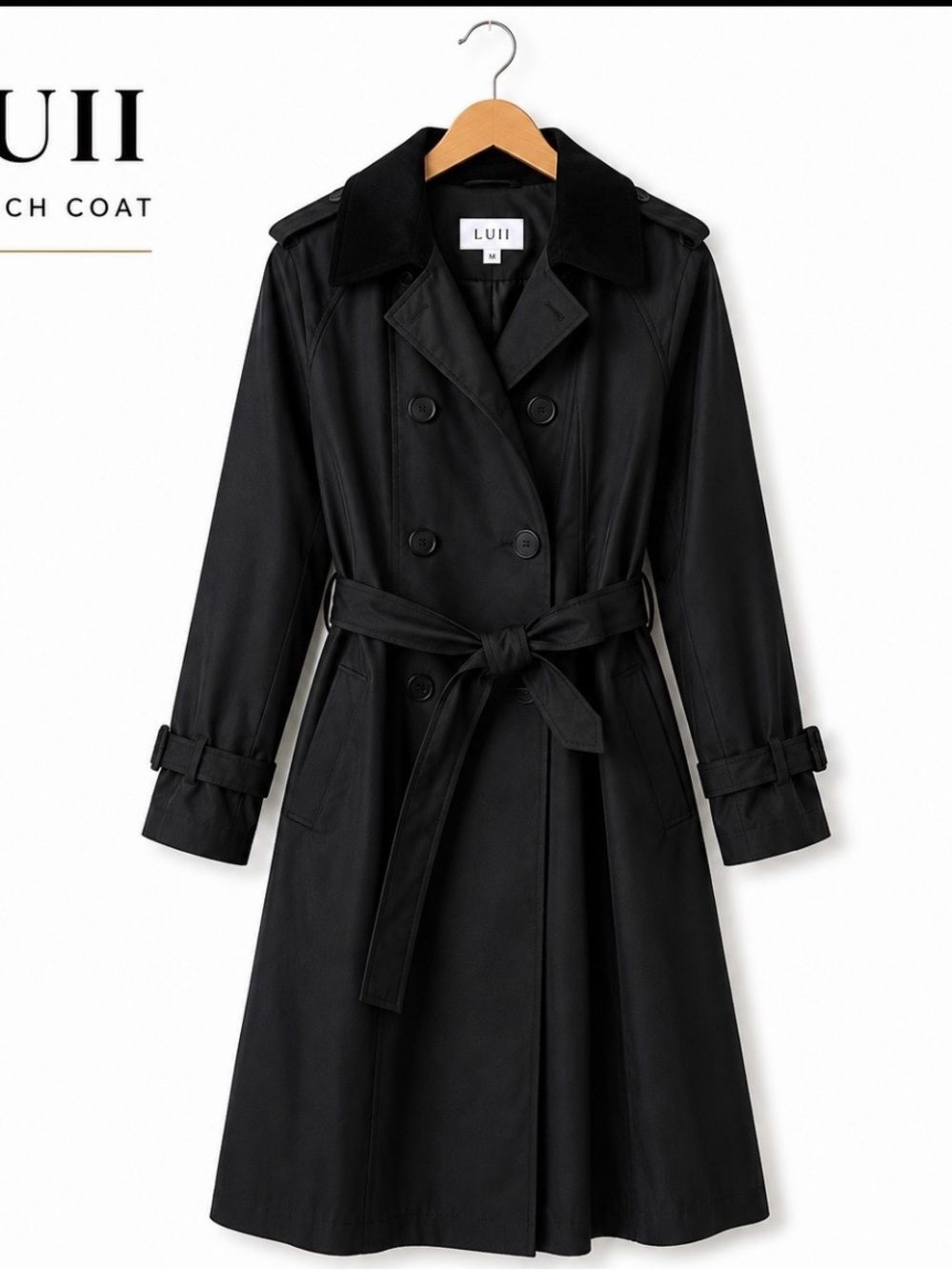 LUII BLACK TRENCH COAT